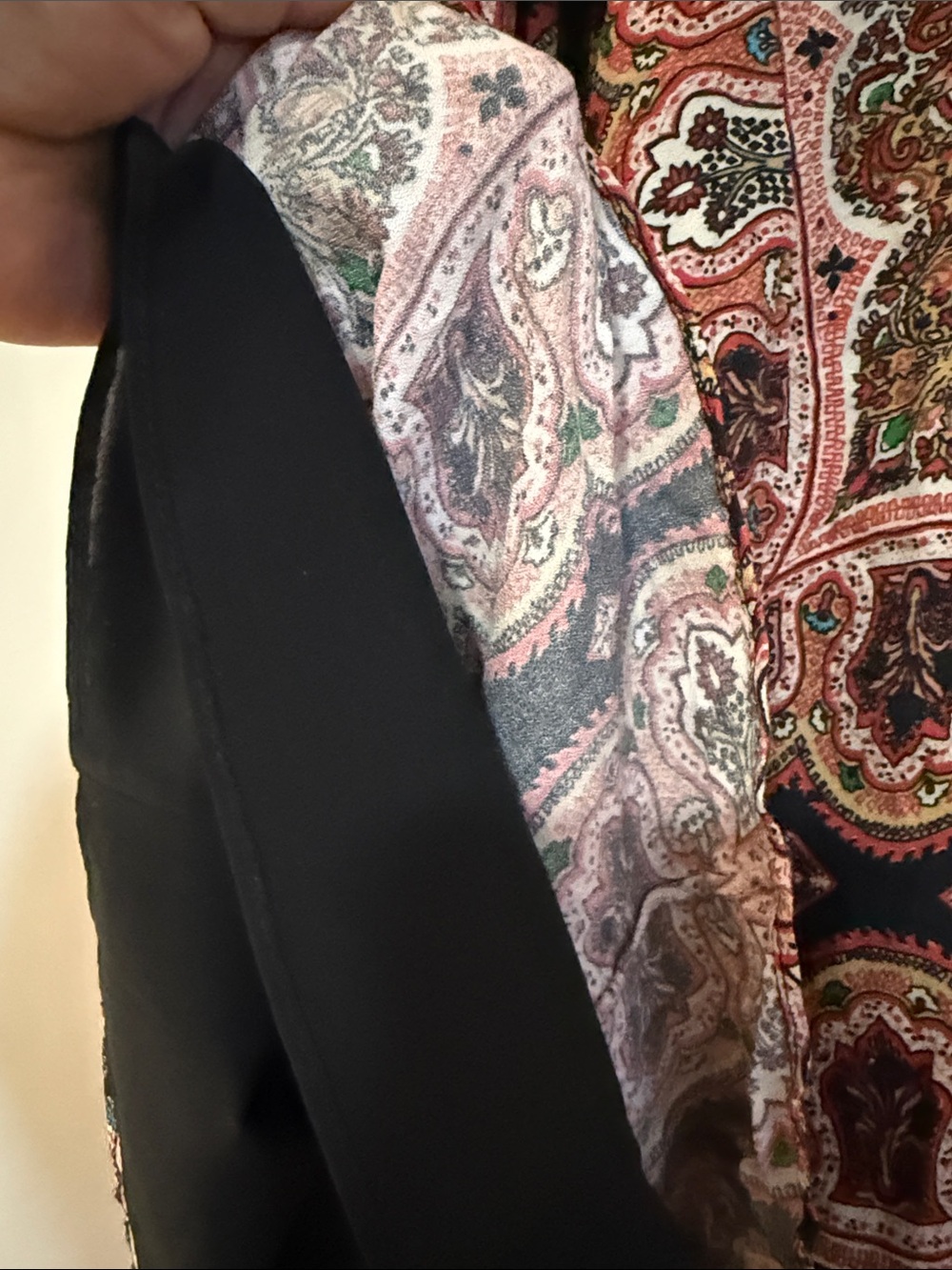 Alice + Olivia Red and Black Paisley V-Neck Spaghetti Strap Mini Dress - Picture 5 of 5